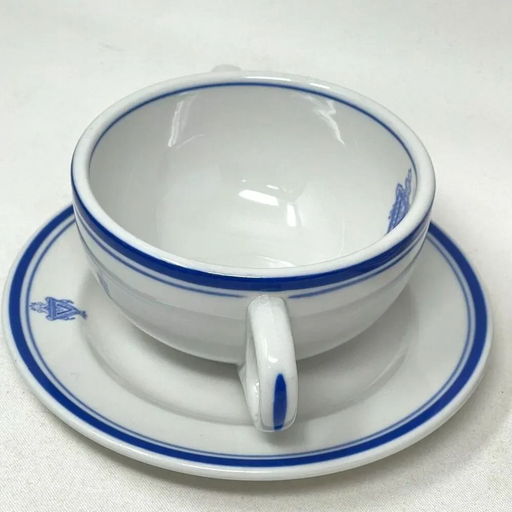 Vintage (2) Vanderbilt Hotel New York Double Handle Soup Cup Mayer China Crest